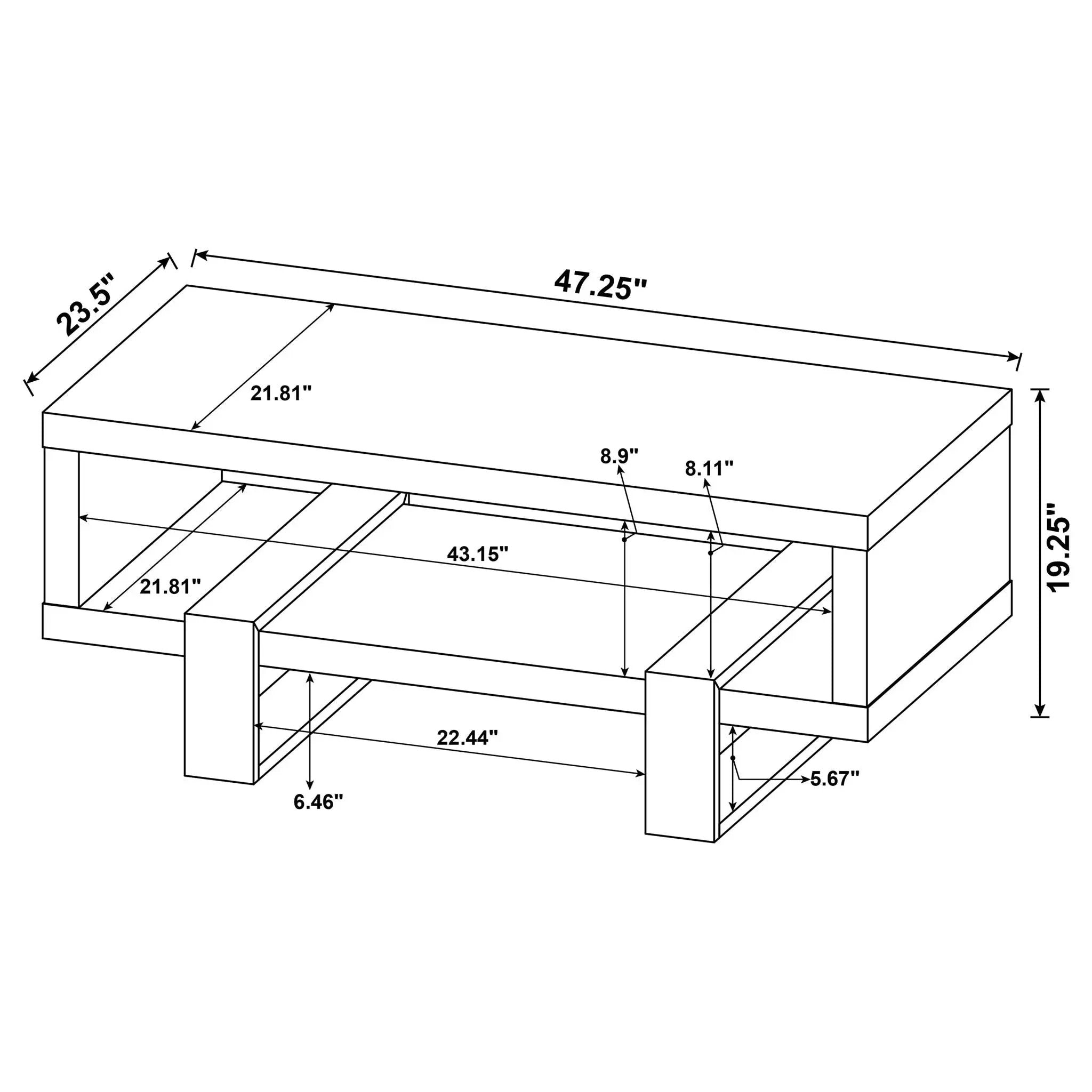 Dinard Engineered Wood Cocktail Coffee Table Grey Driftwood by Unique Piece Furniture