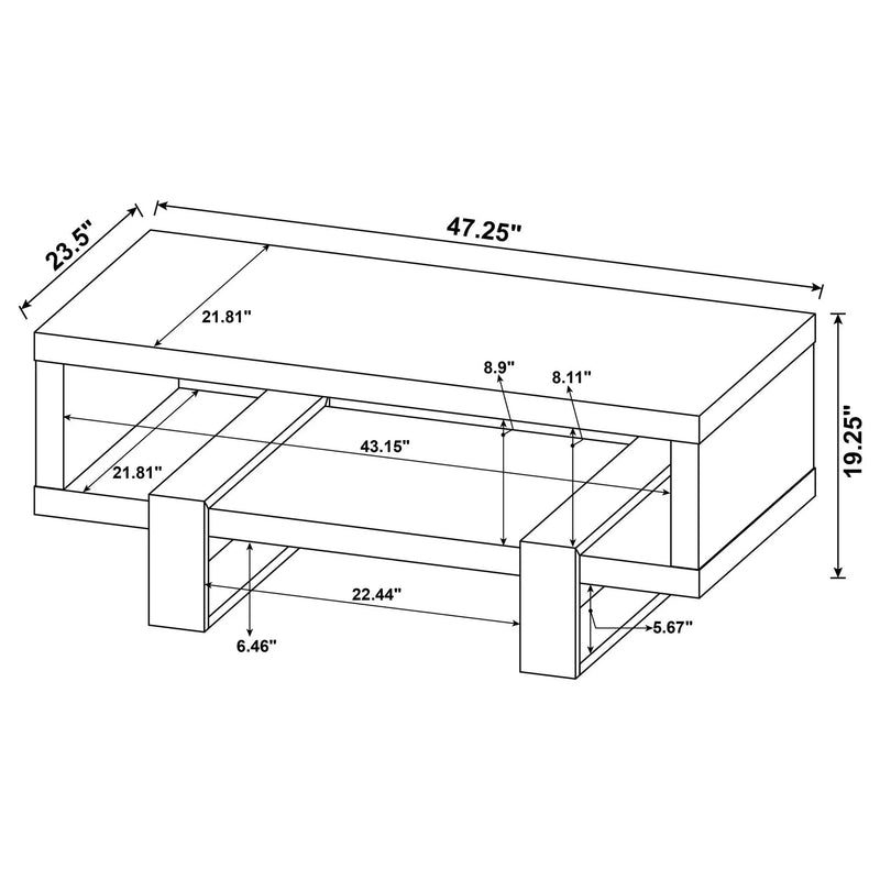 Dinard Engineered Wood Cocktail Coffee Table Grey Driftwood by Unique Piece Furniture