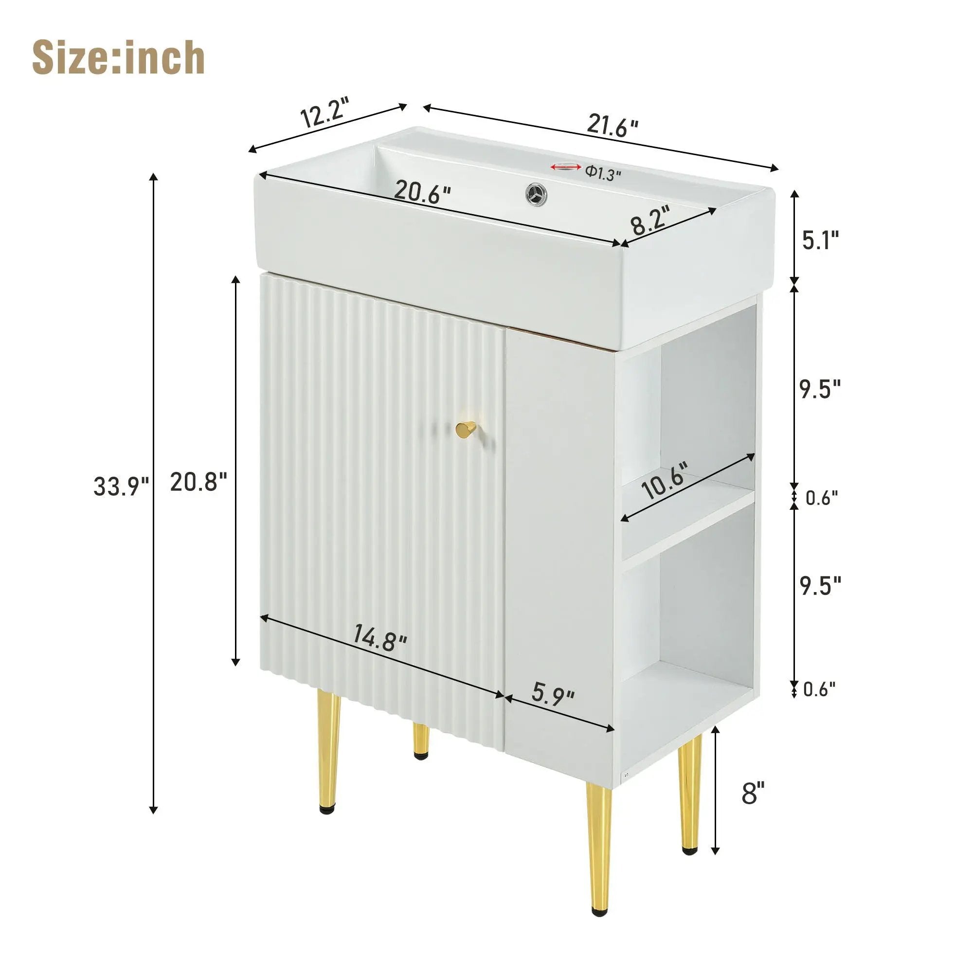 Bathroom Vanity, Combo Cabinet, Bathroom Storage Cabinet, Single Ceramic Sink by HouseOfZazla