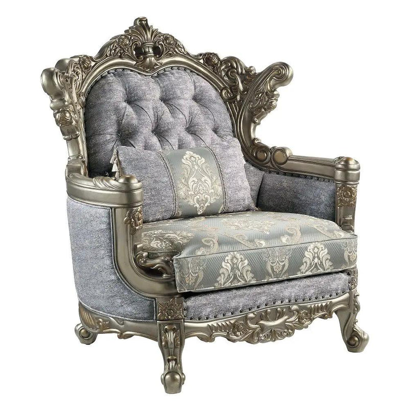 Miliani - Chair With Pillow - Fabric & Antique Bronze by Unique Piece Furniture