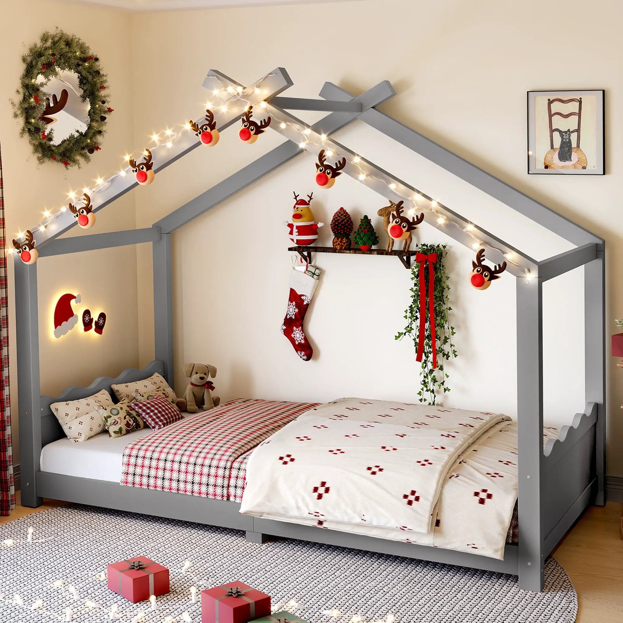 Twin House Floor Bed with Support Slats by HouseOfZazla