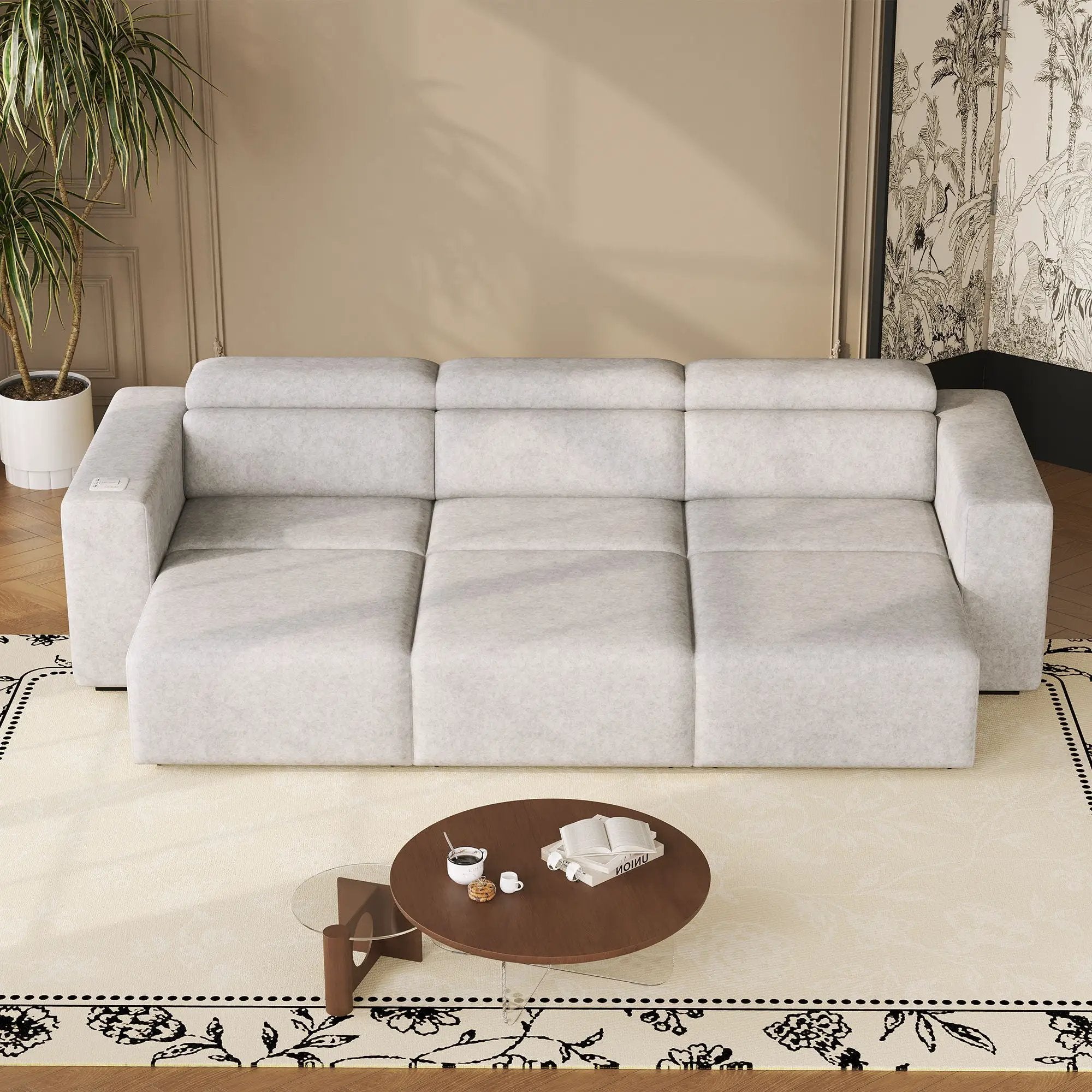 3 Seater Power Recliner Sofa With Wireless Charging And Remote Control by Unique Piece Furniture