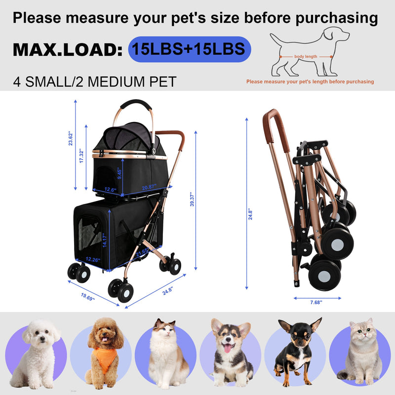 Double Pet Stroller for Small and Medium Dogs and Cats by HouseOfZazla