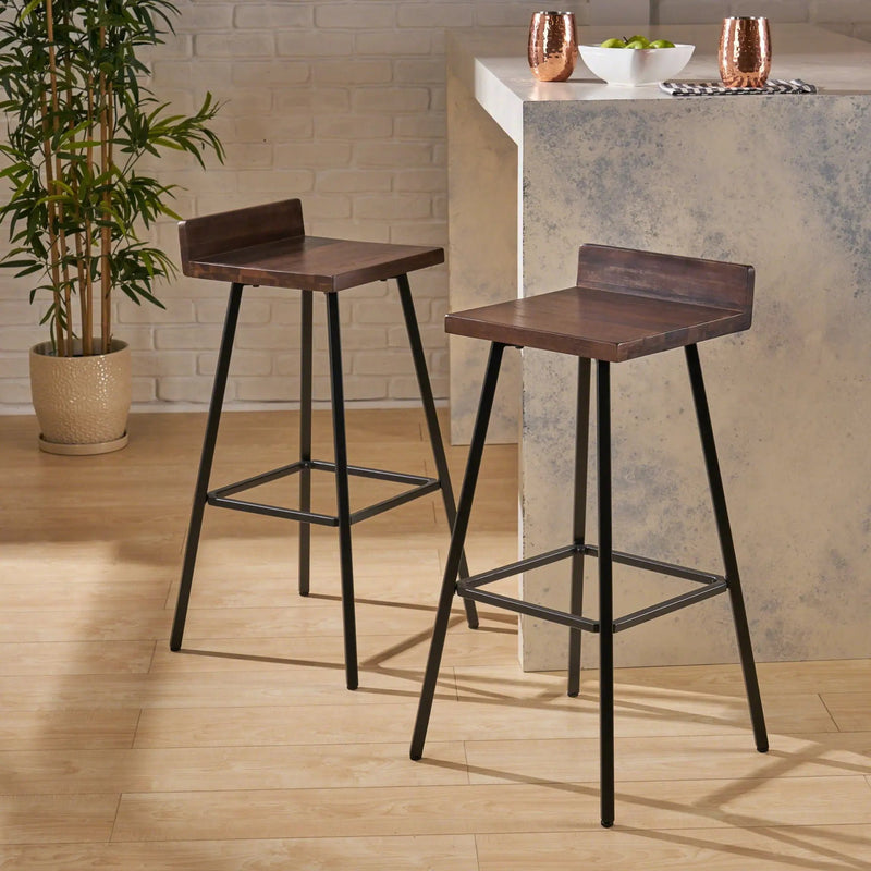 Outdoor Bar Stool With Low Backrests And Wood Seats (Set of 2) by HouseOfZazla