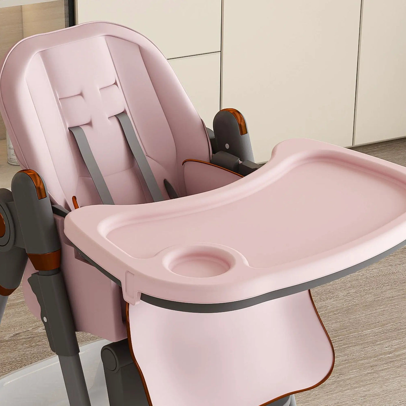 Adjustable Baby High Chair 0-6 Years, Portable Infant Feeding Seat With Safety Belt, Silent Lockable Wheels by HouseOfZazla