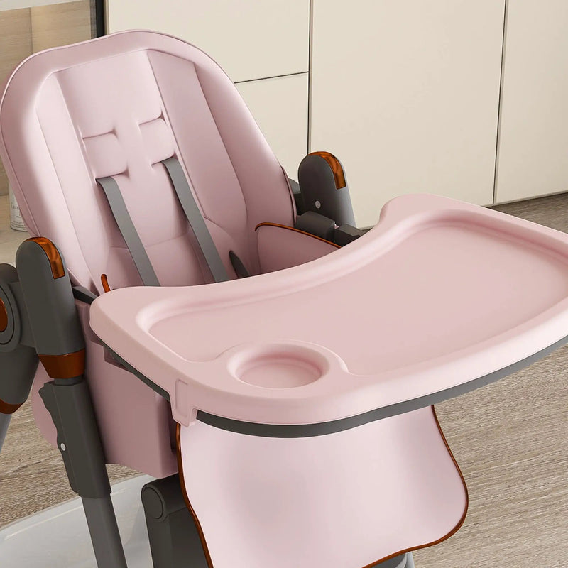 Adjustable Baby High Chair 0-6 Years, Portable Infant Feeding Seat With Safety Belt, Silent Lockable Wheels by Unique Piece Furniture