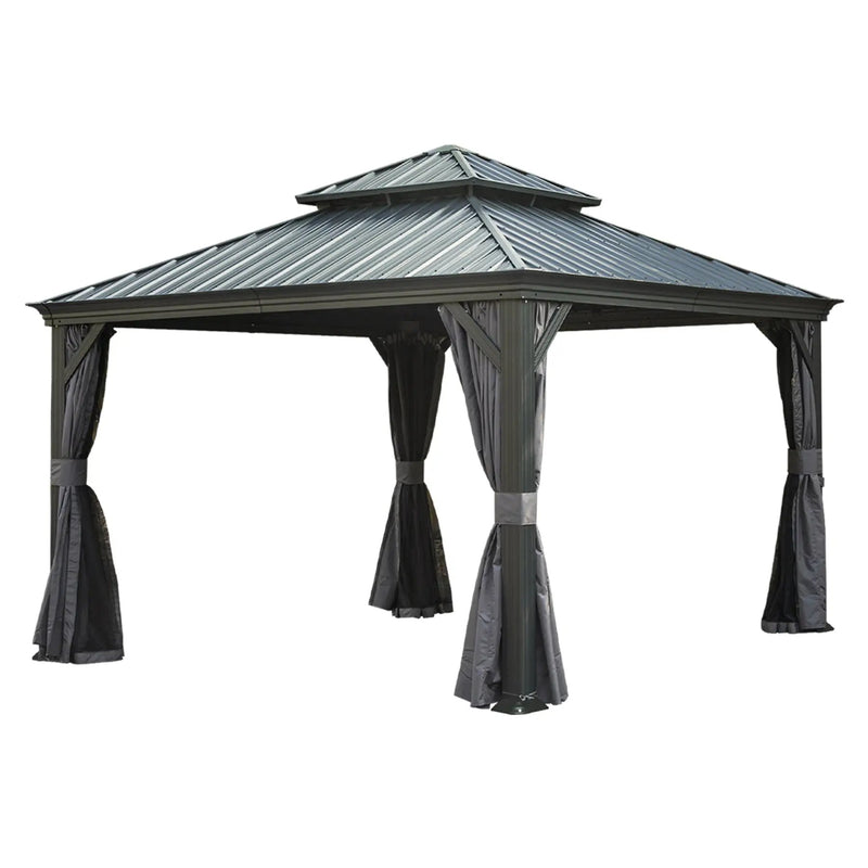 13x13FT Outdoor Hardtop Gazebo with Galvanized Steel Double Roof by HouseOfZazla