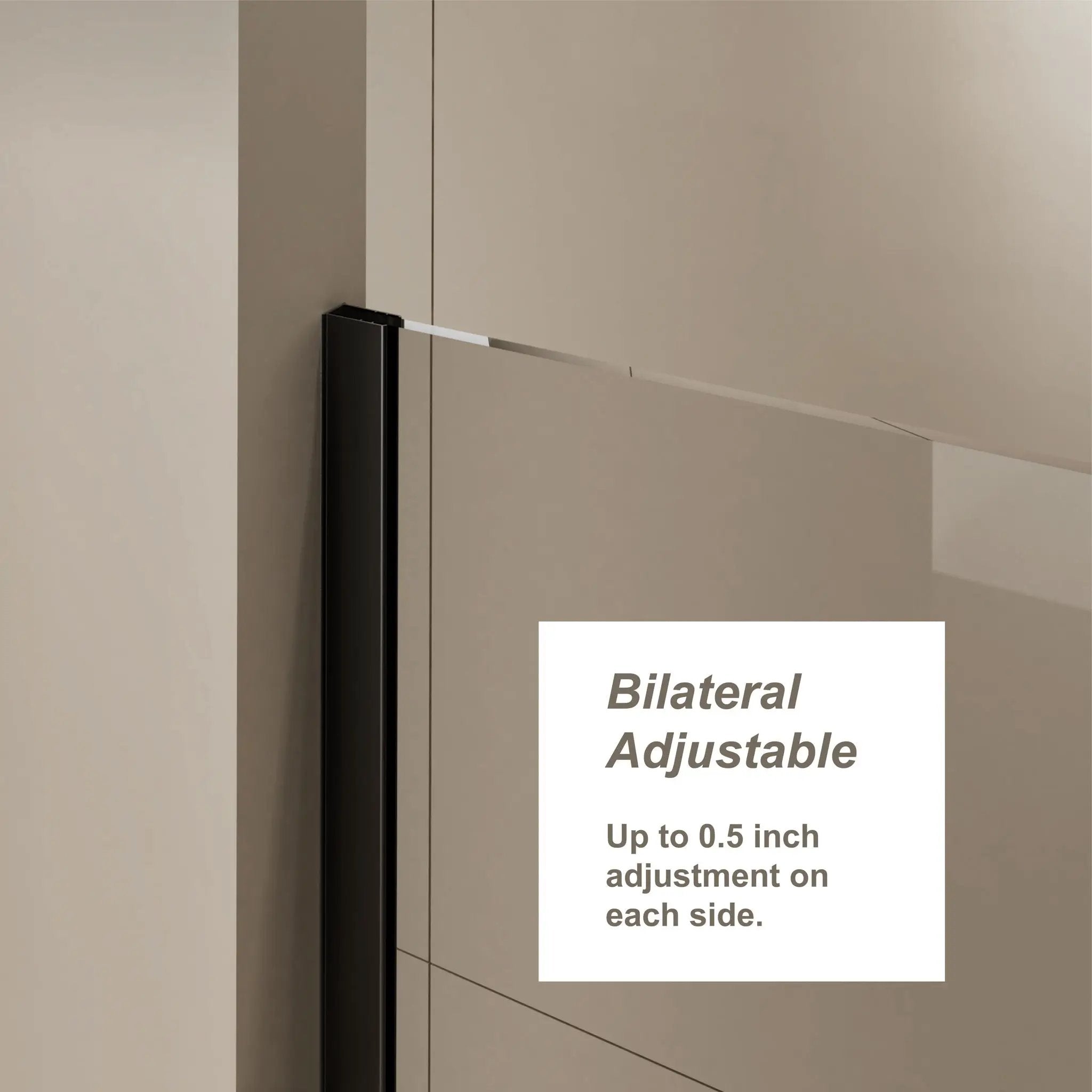 Glass Shower Door, Shower Sliding Door Walk In Shower Screen Dual Usage, 1 / 4" Thick Glass Panel With Stainless Steel Handle, Supporting Bar - Black by HouseOfZazla
