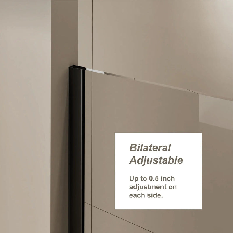 Glass Shower Door, Shower Sliding Door Walk In Shower Screen Dual Usage, 1 / 4" Thick Glass Panel With Stainless Steel Handle, Supporting Bar - Black by HouseOfZazla