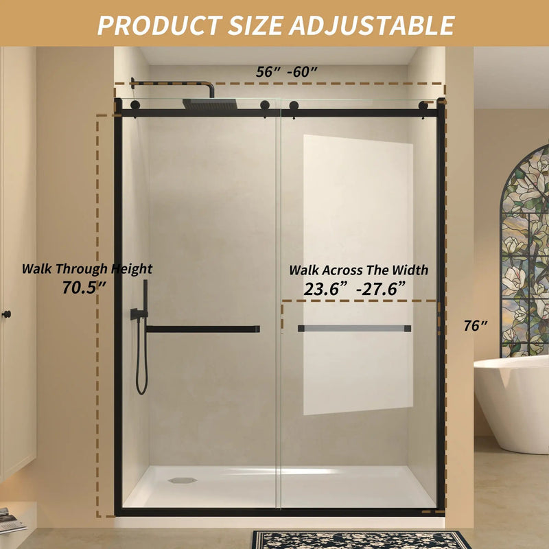 Semi-Frameless Double Sliding Glass Shower Doors by HouseOfZazla