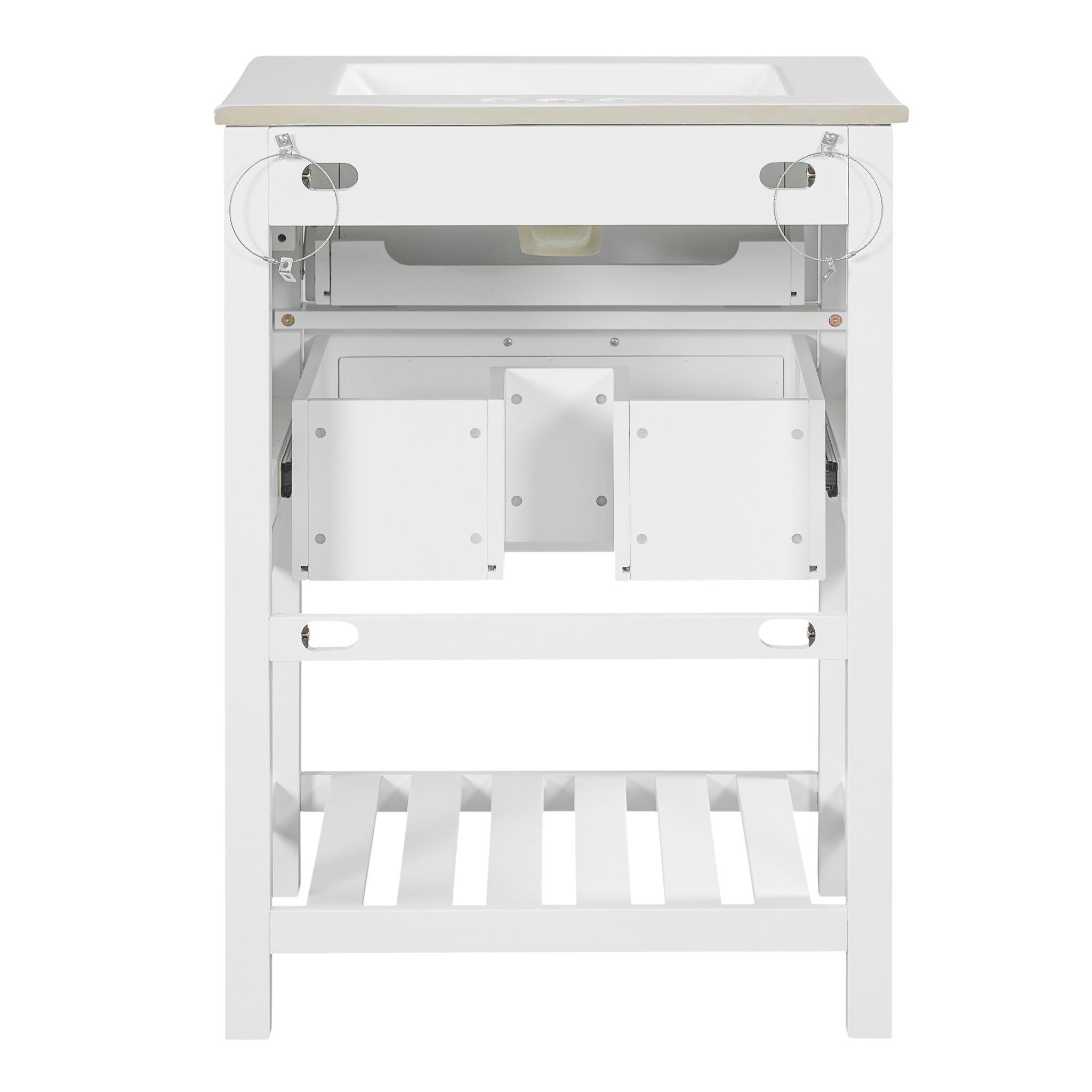 Modern Bathroom Vanity With Integrated Sink, Cabinet With 1 Deep Drawer And 1 Tip-Out Drawer by HouseOfZazla