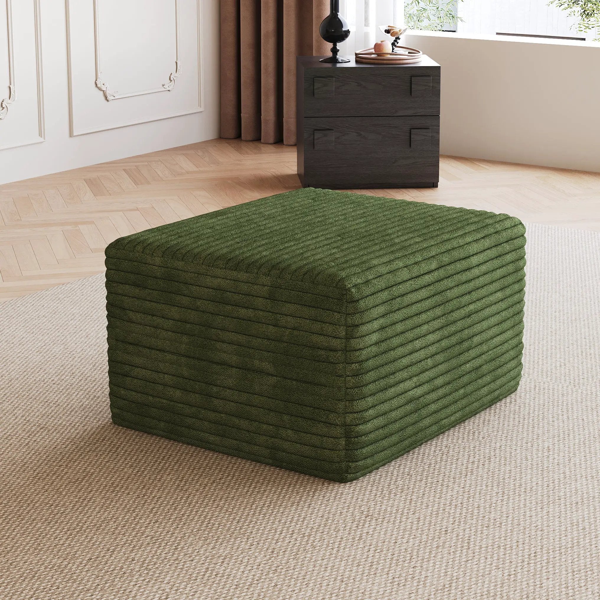 Green Sofa Ottoman – Plush Corduroy Fabric by HouseOfZazla