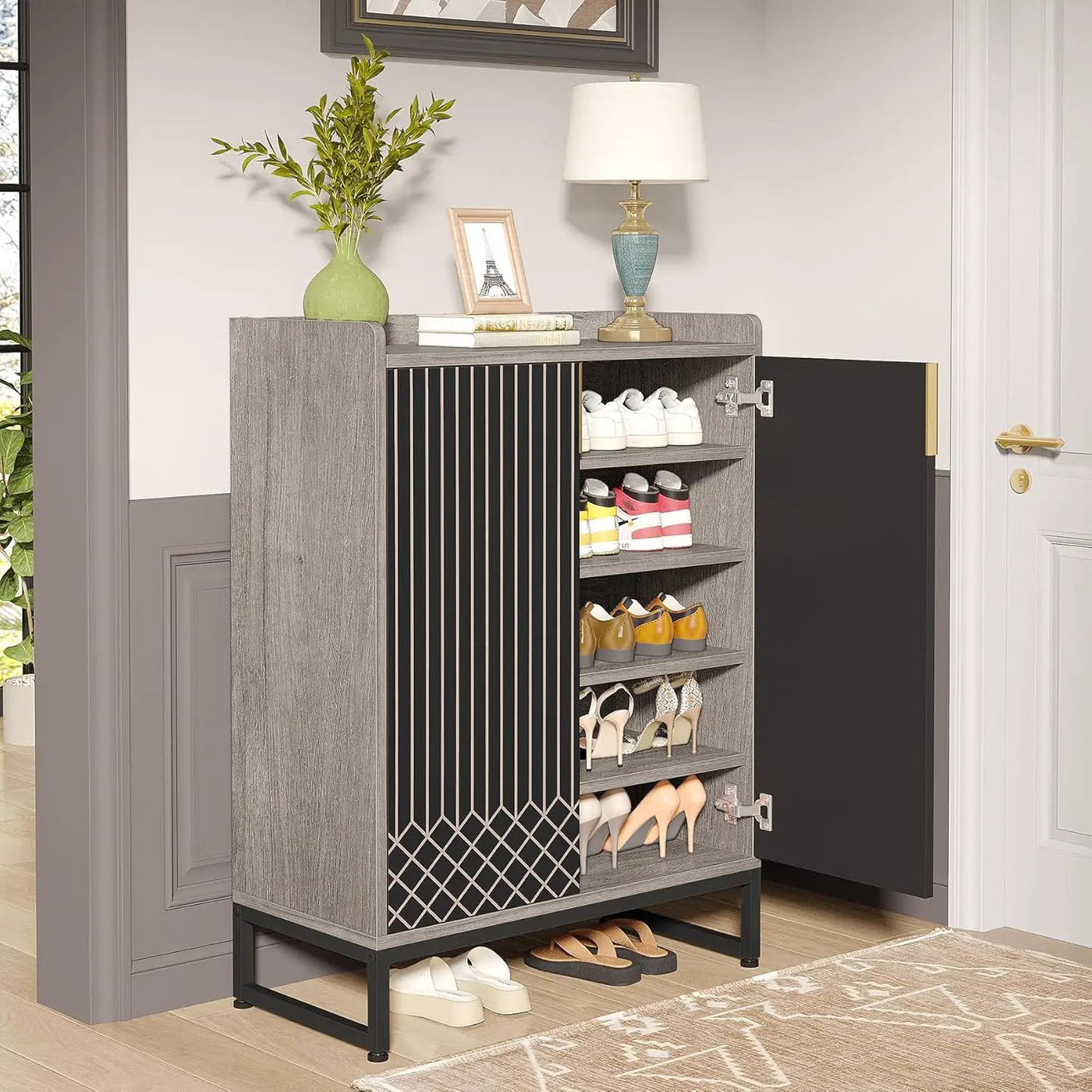 5 Tiers Shoe Storage Organizer With Doors by HouseOfZazla