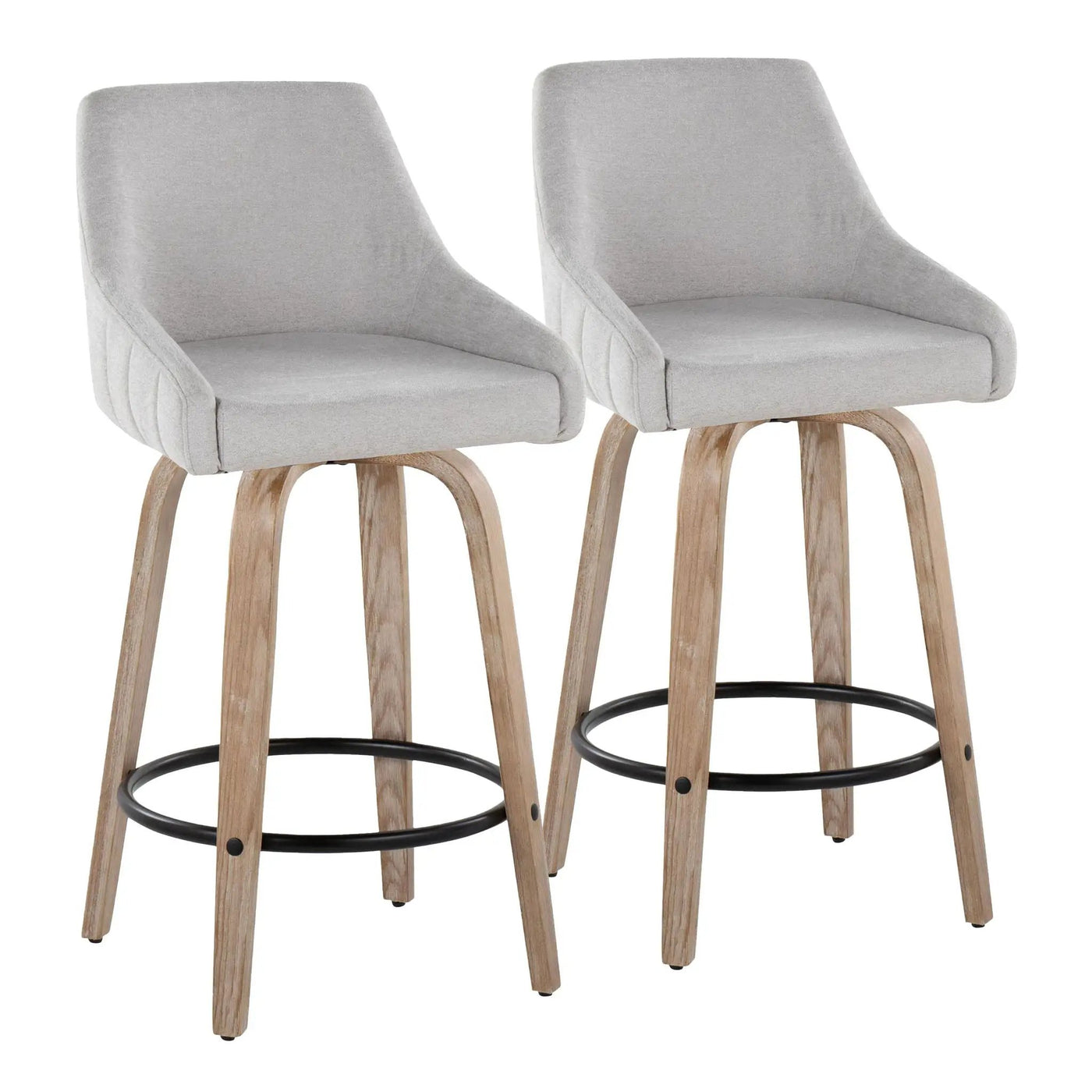 Hannah - Transitional Fixed Height Counter Stool With Swivel With Round Footrest (Set of 2) by HouseOfZazla