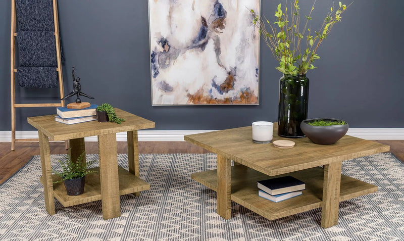 Dawn Square Engineered Wood End Table Mango Brown by Unique Piece Furniture