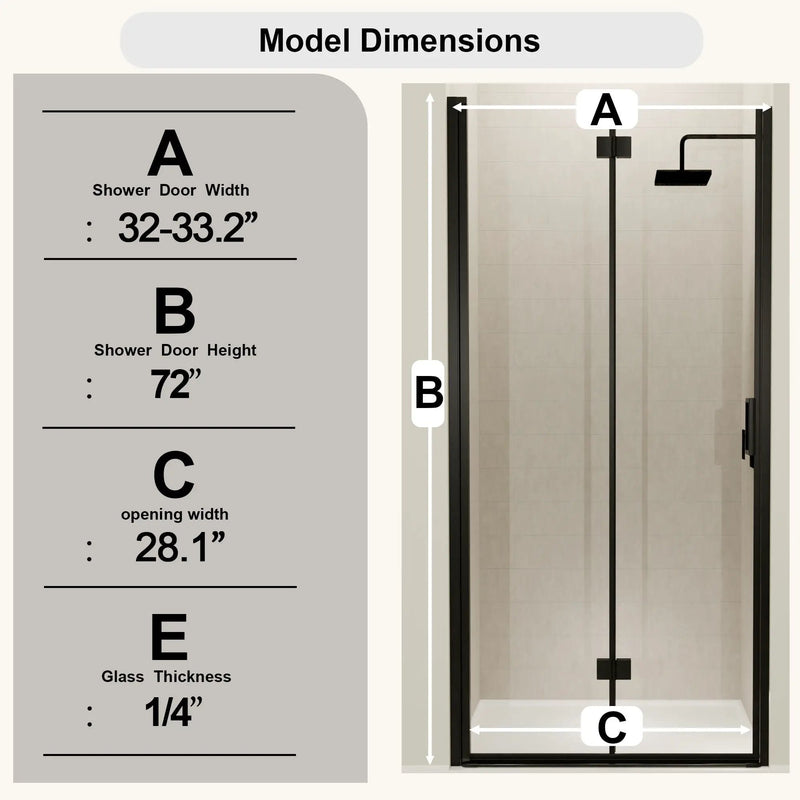 Semi Frameless Bifold Pivot Shower Door, Reversible Installation by HouseOfZazla