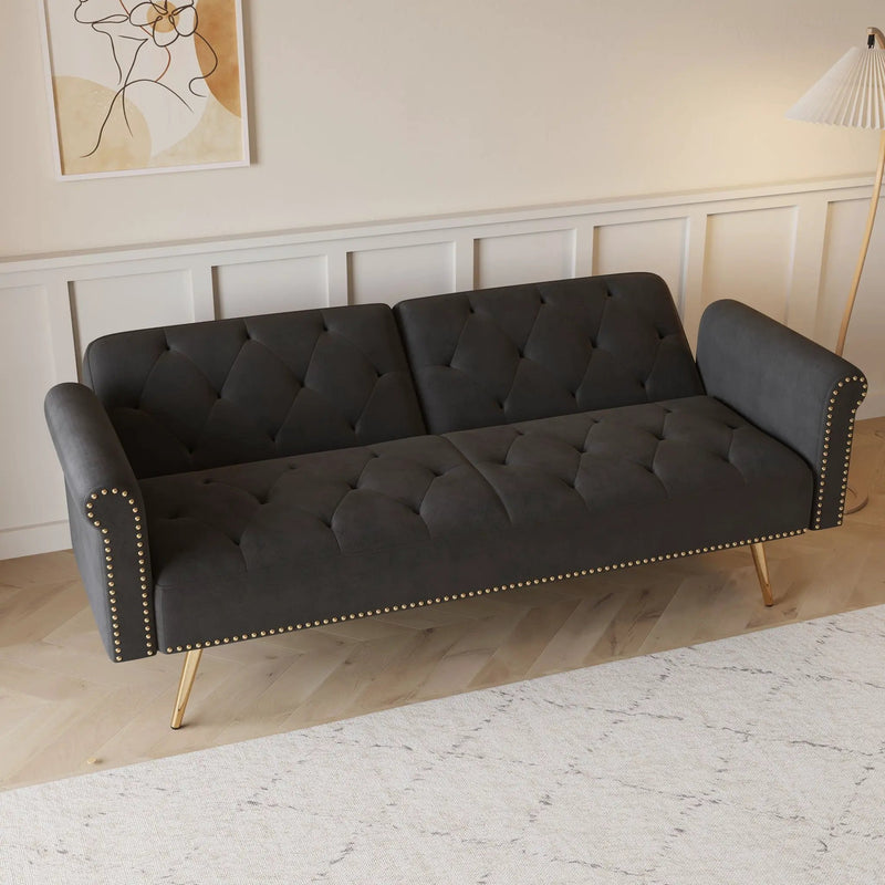 Luxurious Sofa Bed With Nail Head Trim And Matching Pillow by Unique Piece Furniture