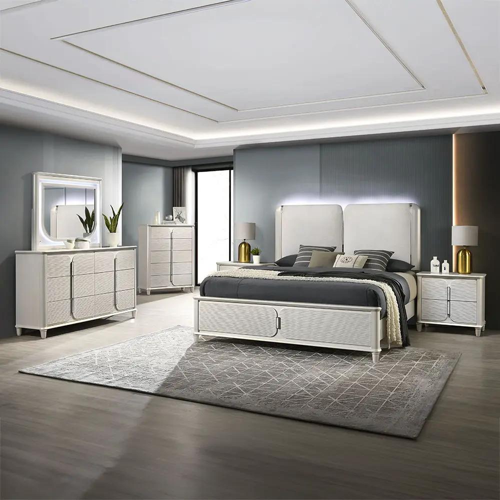 Laveda - Bench - Light Gray Boucle & Pearl White by Unique Piece Furniture