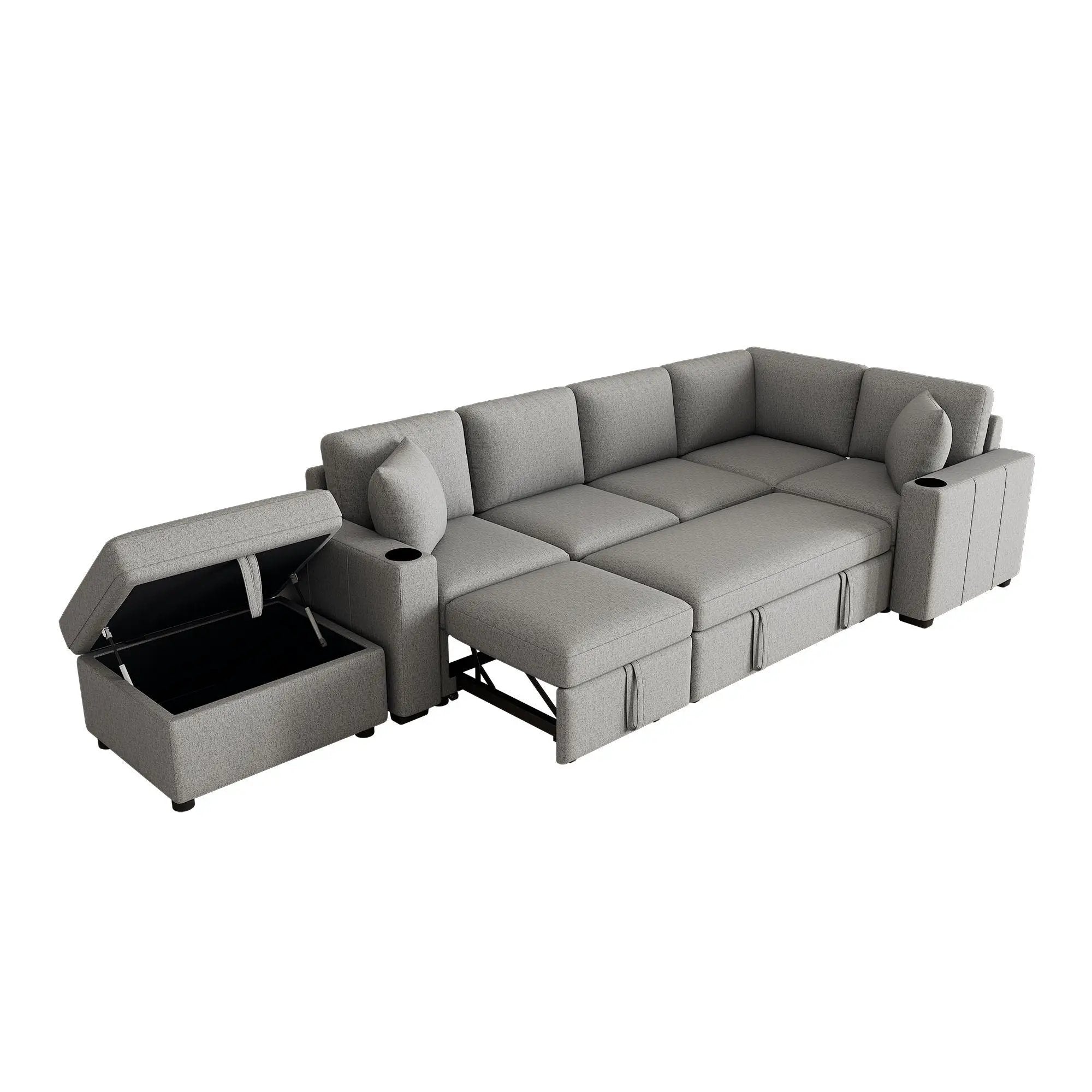 Sectional Sofa Convertible Pull-Out Sofa Bed With A Movable Storage Ottoman For Living Room by HouseOfZazla