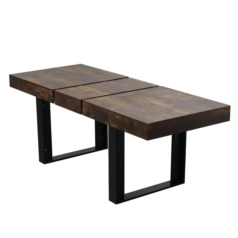 Extendable Dining Room Table For 6 8 10, Modern Farmhouse Wooden Kitchen Expanding Table, Long Large Expandable Dining Room Conference Table - Deep Rustic Brown by Unique Piece Furniture