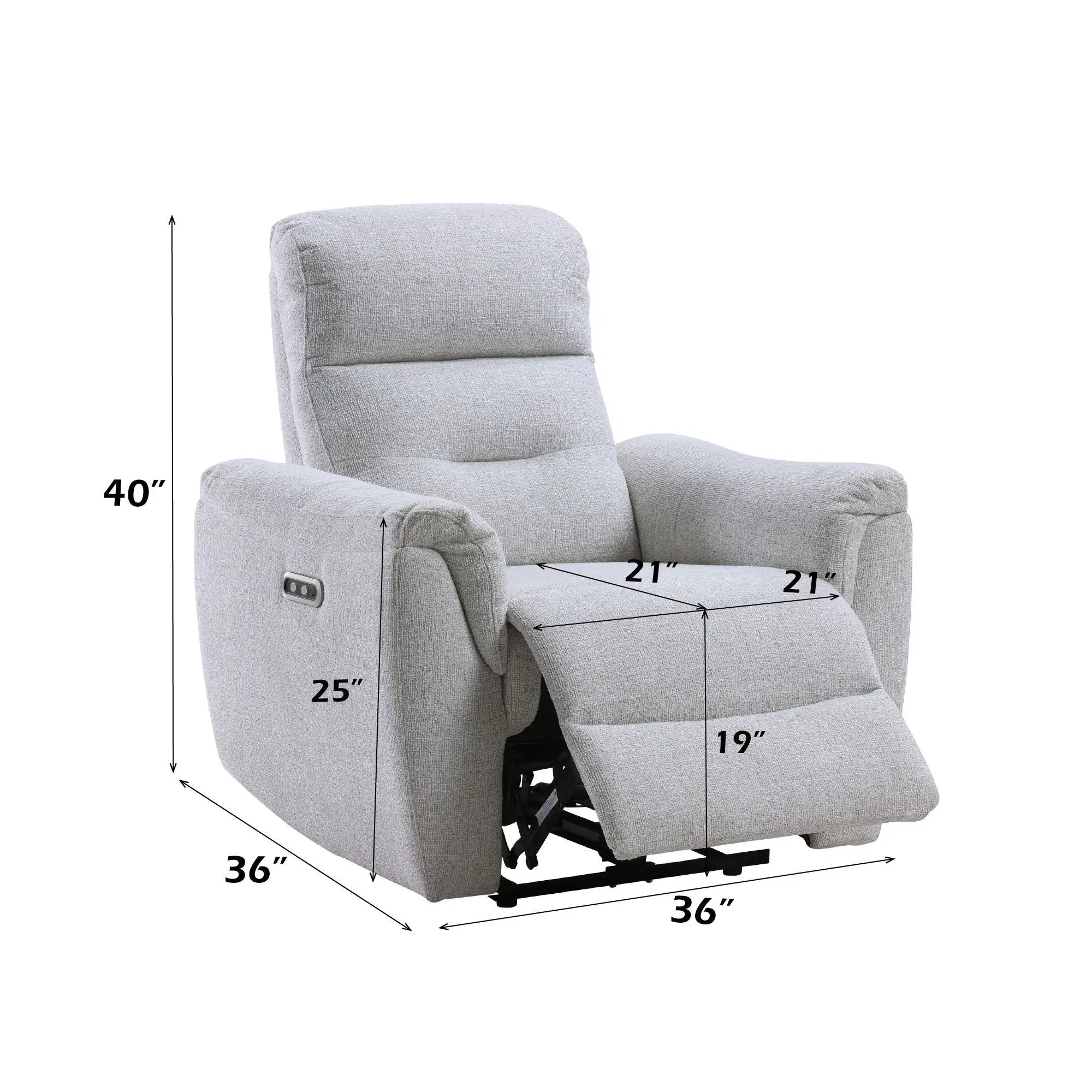 Eastre - Power Motion Recliner With USB Port - Gray by Unique Piece Furniture