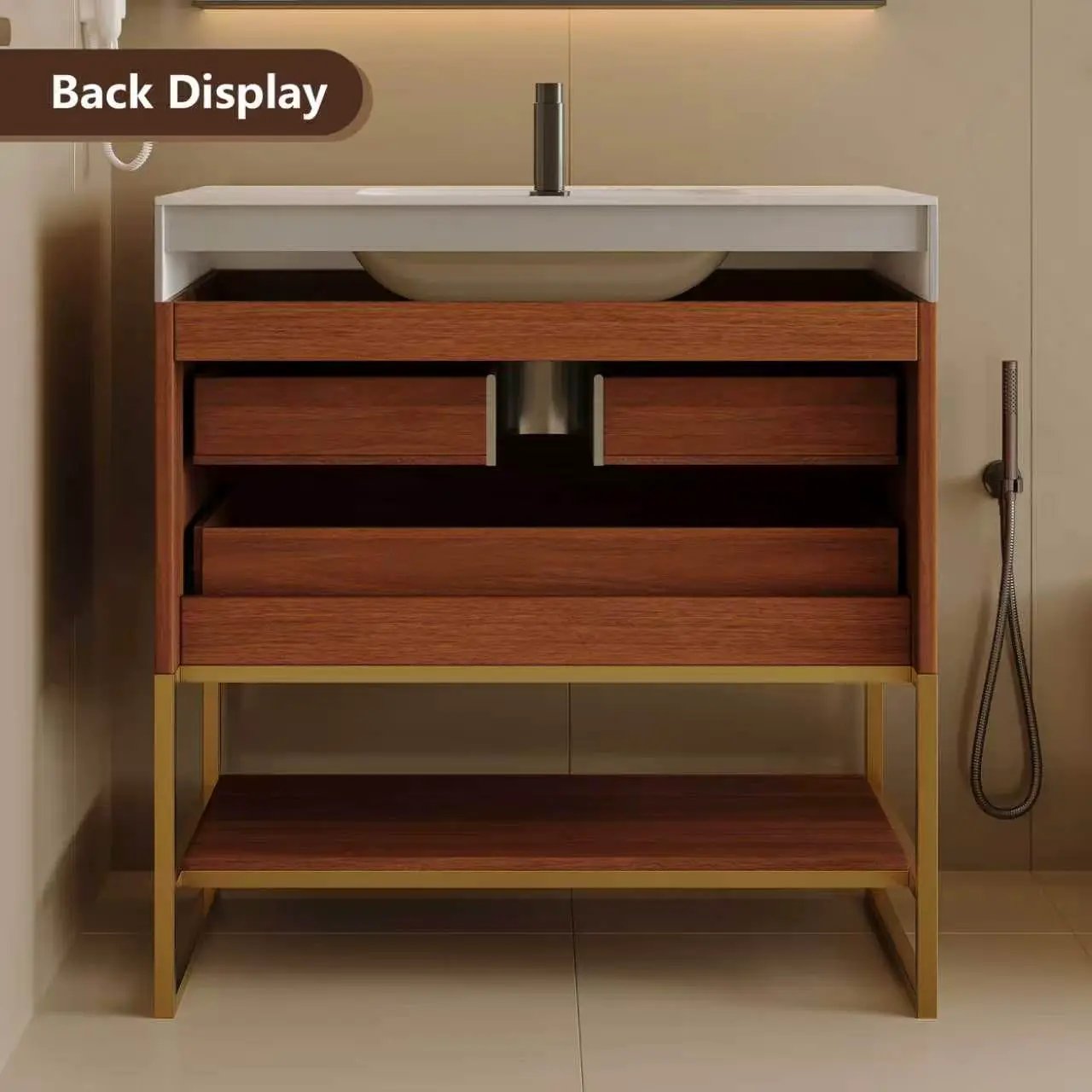 29.9" Modern Free-standing Bathroom Vanity with Sintered Stone Top by HouseOfZazla