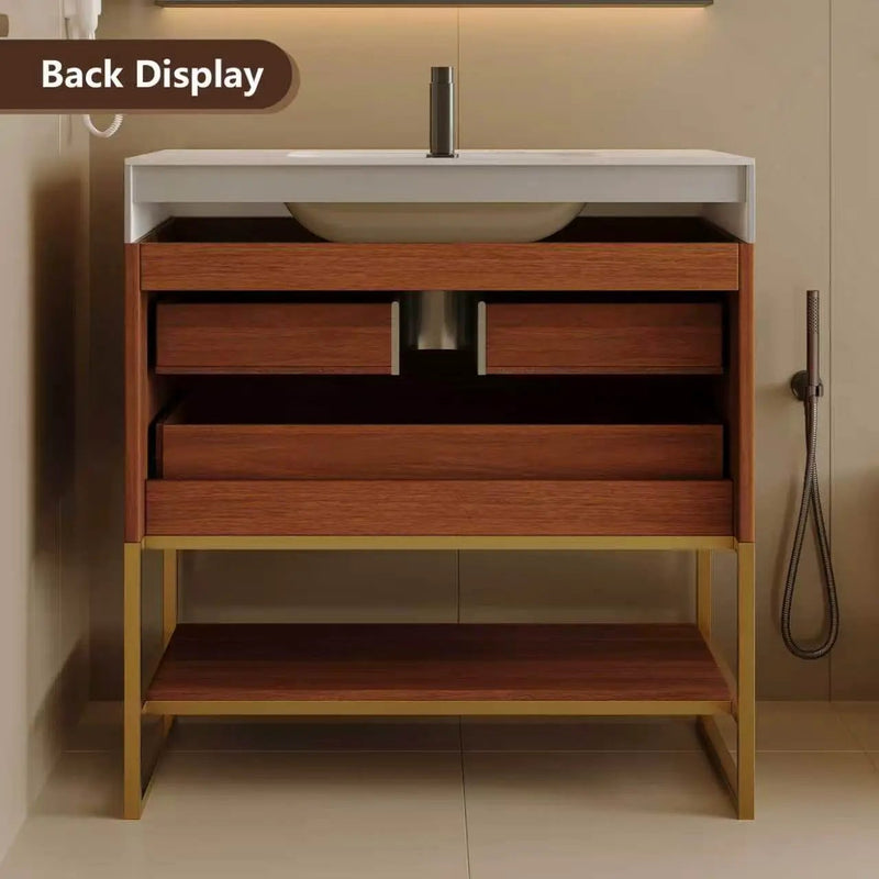 29.9" Modern Free-standing Bathroom Vanity with Sintered Stone Top by HouseOfZazla