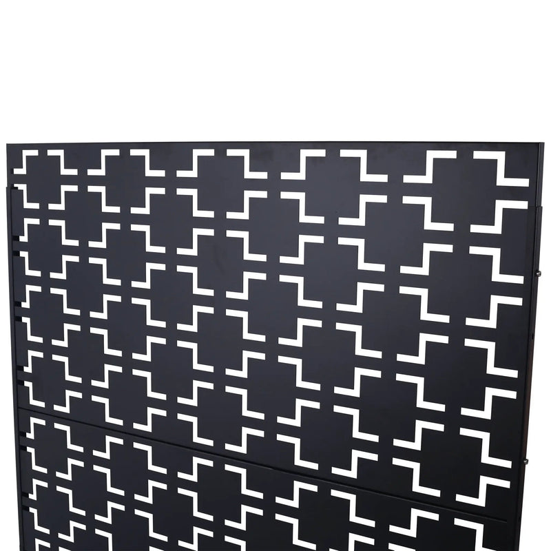 Outdoor / Indoor Privacy Screen Metal Privacy Screen, Freestanding Decorative Privacy Screen For Deck Balcony Patio - Black by Unique Piece Furniture