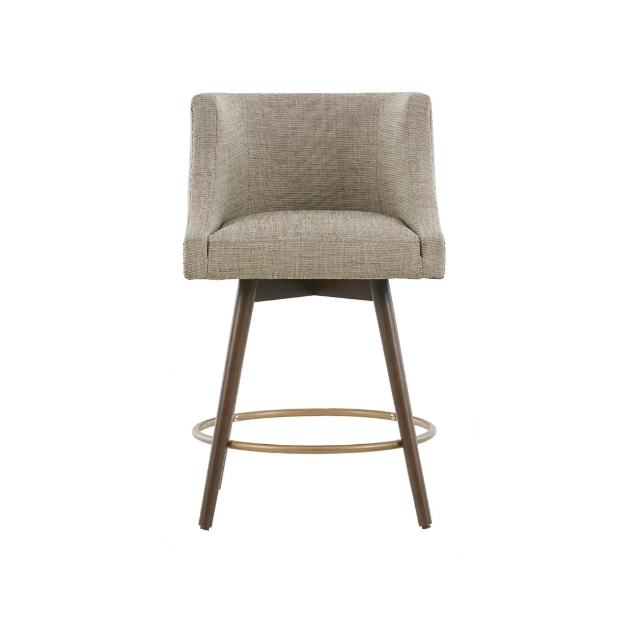 Swivel Counter Stool With Antique Bronze Detailing - Beige Multi by HouseOfZazla