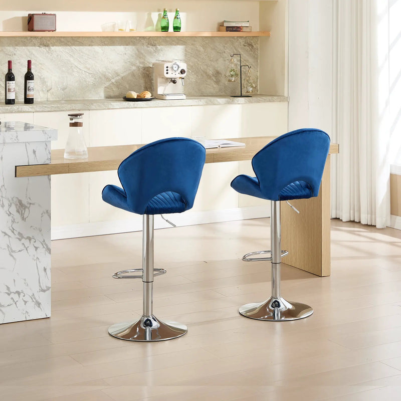 Bar Stools Set of 2 - Adjustable Barstools with Back and Footrest by HouseOfZazla