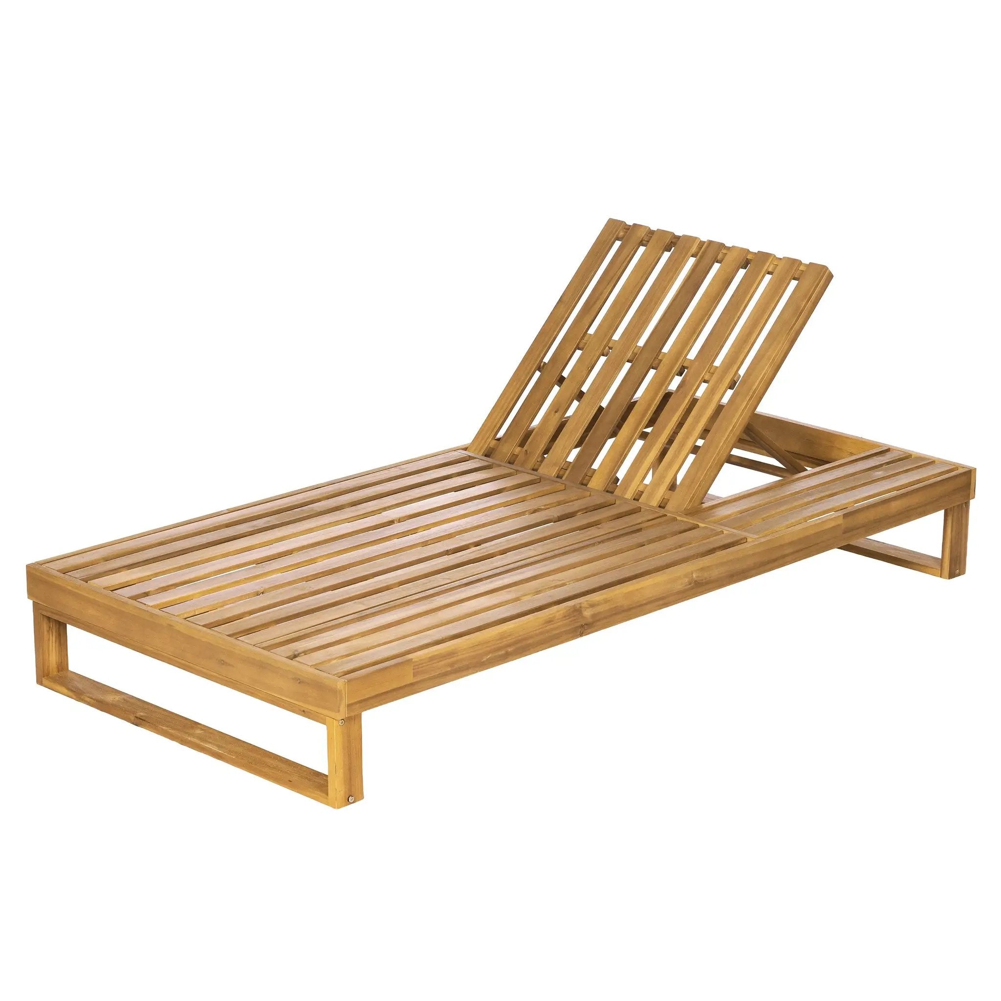 Acacia Wood Chaise Lounge Teak Finish with Adjustable Recliner by HouseOfZazla