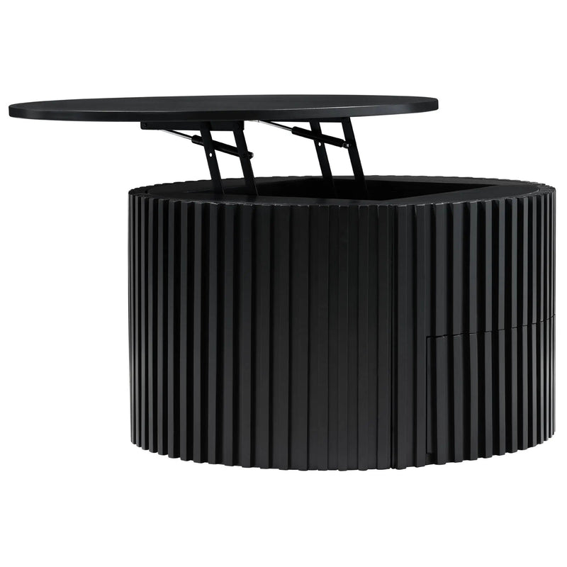 Round Lift Top Coffee Table With Hidden Storage For Living Room by HouseOfZazla