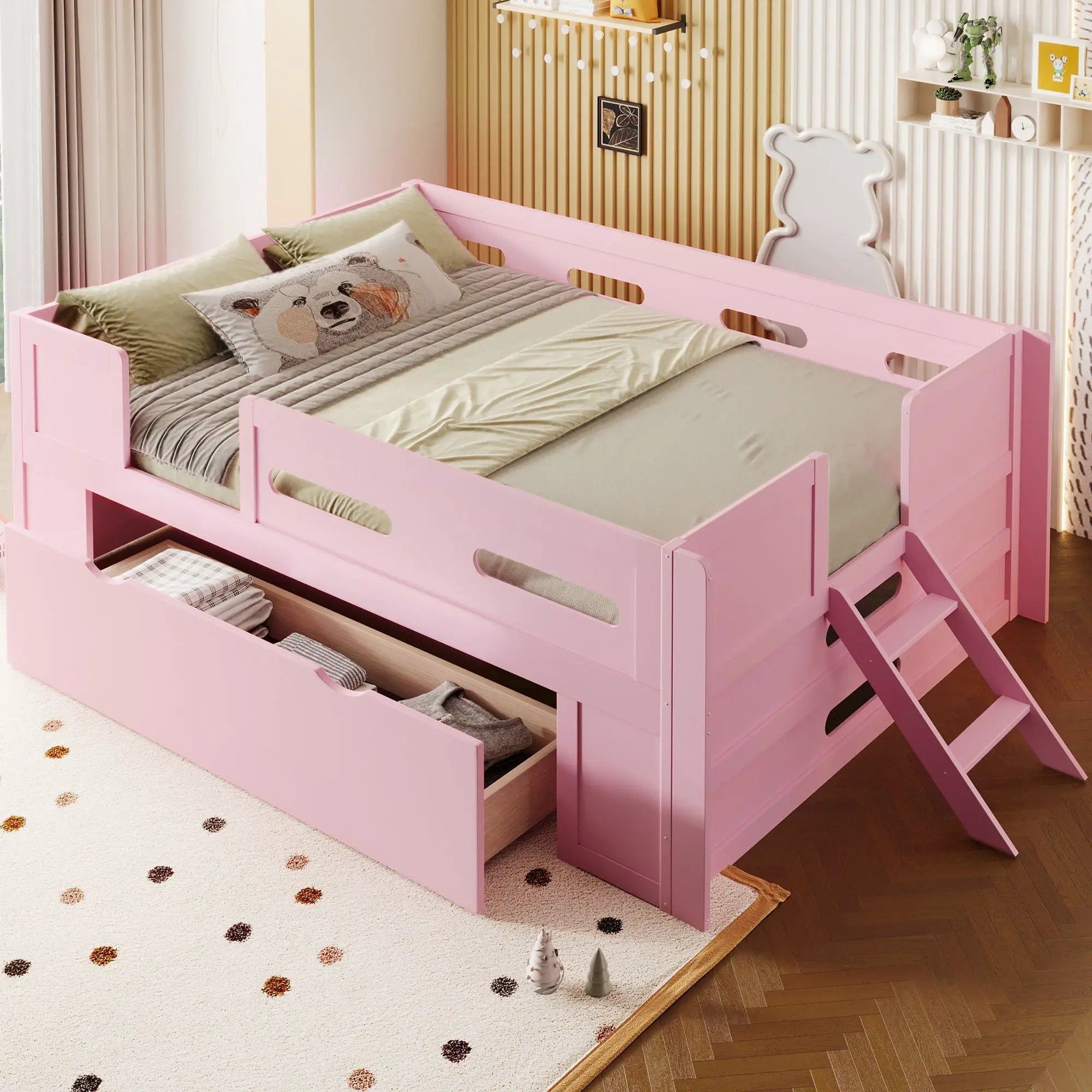 Platform Bed With Guardrail And Drawer by HouseOfZazla