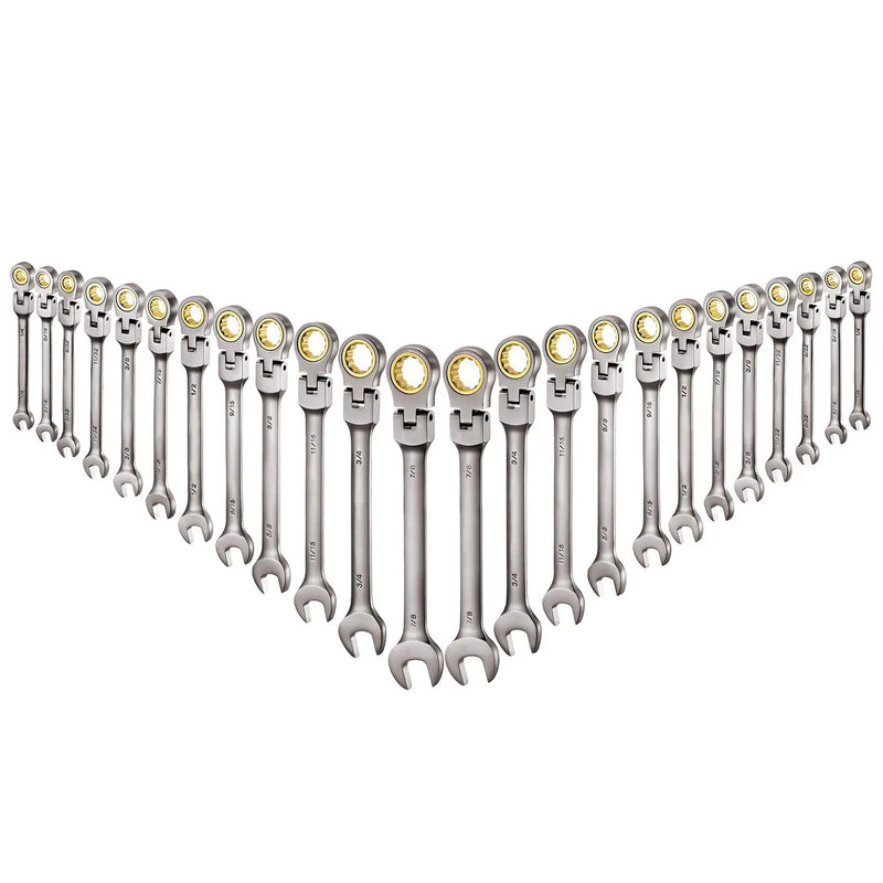 Flex-Head Ratcheting Wrench Set, 24-Piece SAE and Metric by HouseOfZazla