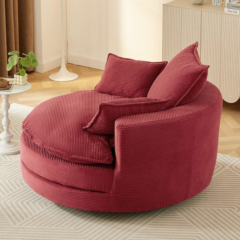 360° Swivel Accent Barrel Chair With Dual Layer Cushion And 3 Removable Pillows by HouseOfZazla