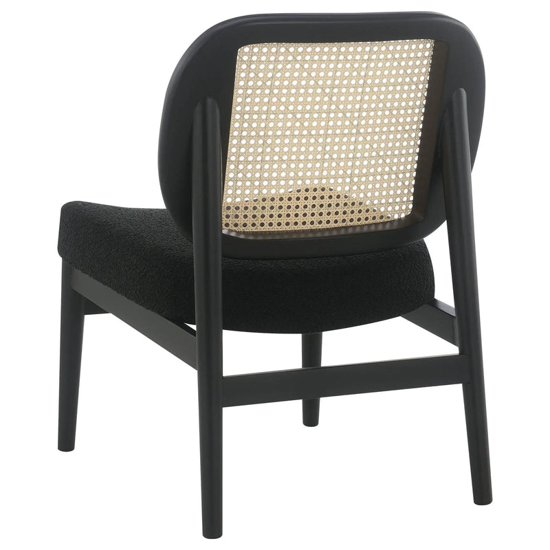 Rayo Rattan Cane Back Accent Chair with Padded Seat Black by Unique Piece Furniture