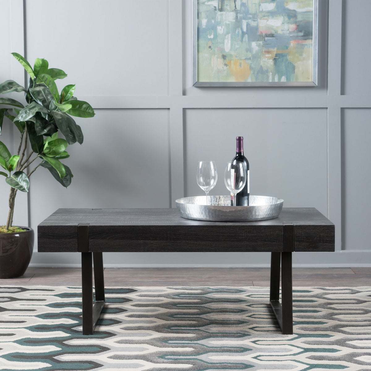 Abitha Coffee Table With Industrial Powder Coated Metal Legs, photo 5 of 8