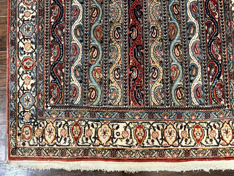 Persian Qum Rug 4x7, Striped Paisley Boteh Design by Jewel Rugs