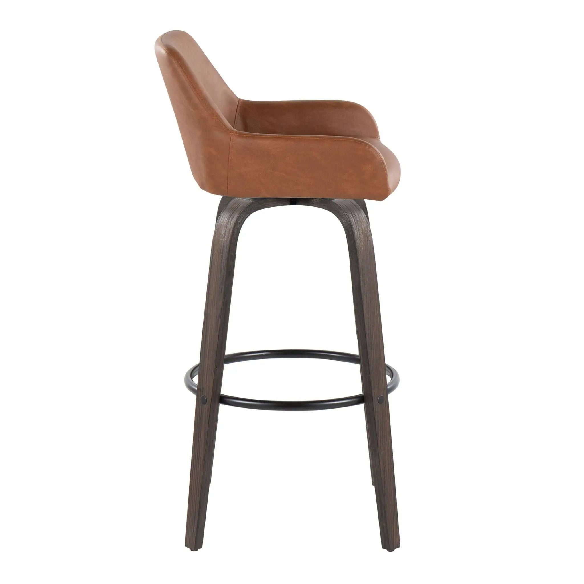 Daniella - Contemporary Fixed Height, Barstool With Swivel With Round Footrest (Set of 2) by Unique Piece Furniture