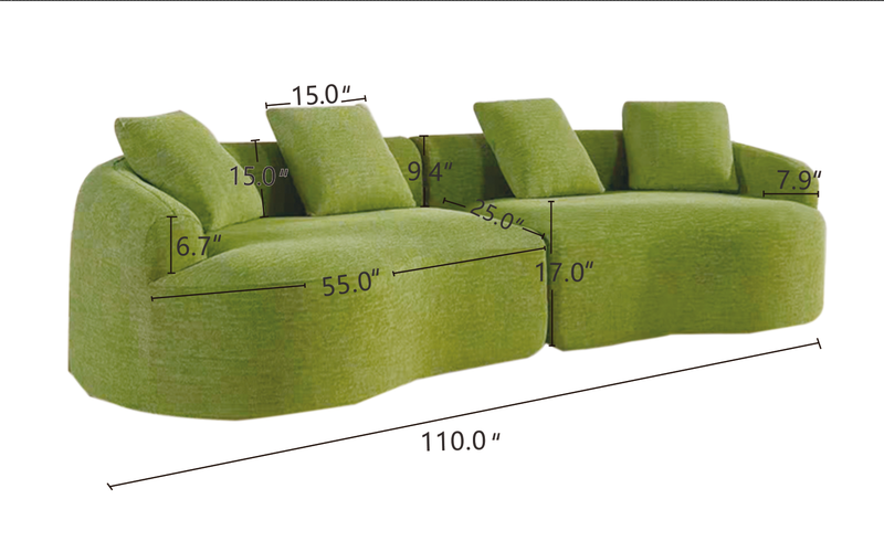 110-Inch Curved Sofa for Living Room, Oversized Recliner by HouseOfZazla