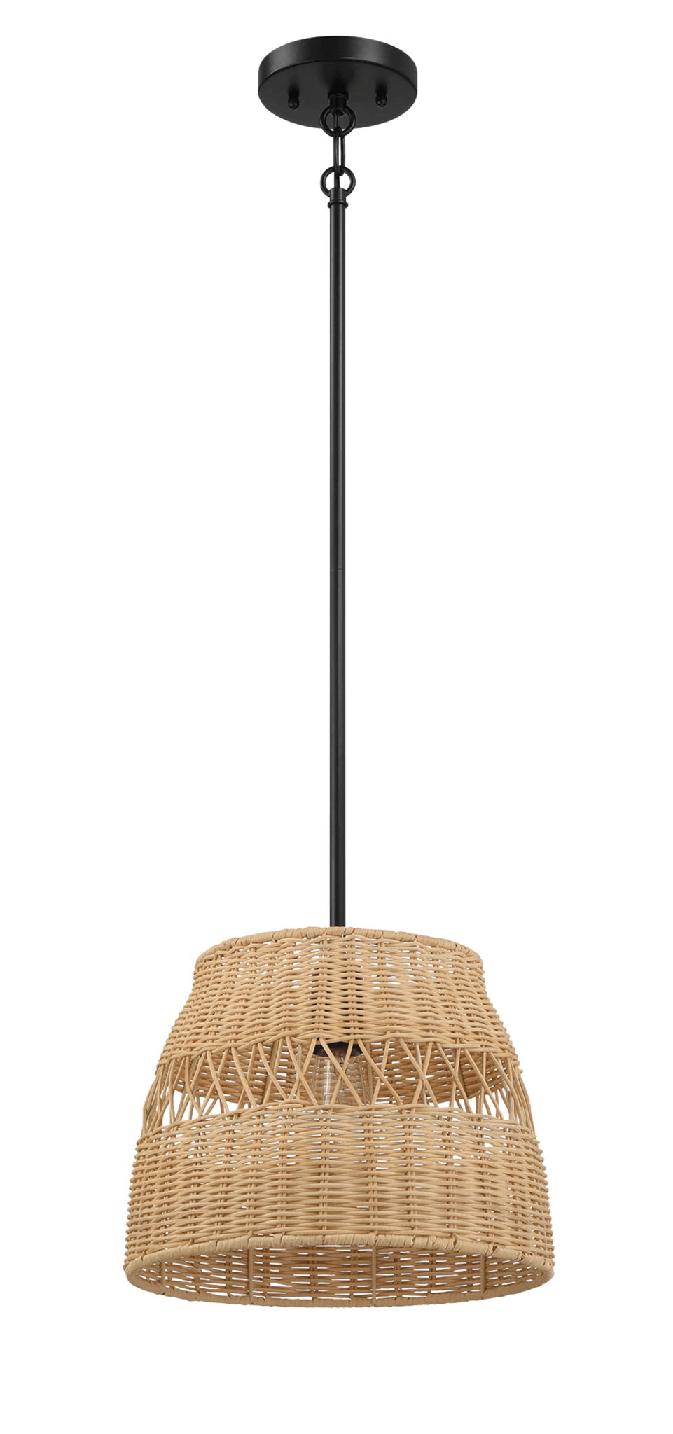 Essence - Single Lights Pendant With Shade - Black / Rattan by Unique Piece Furniture