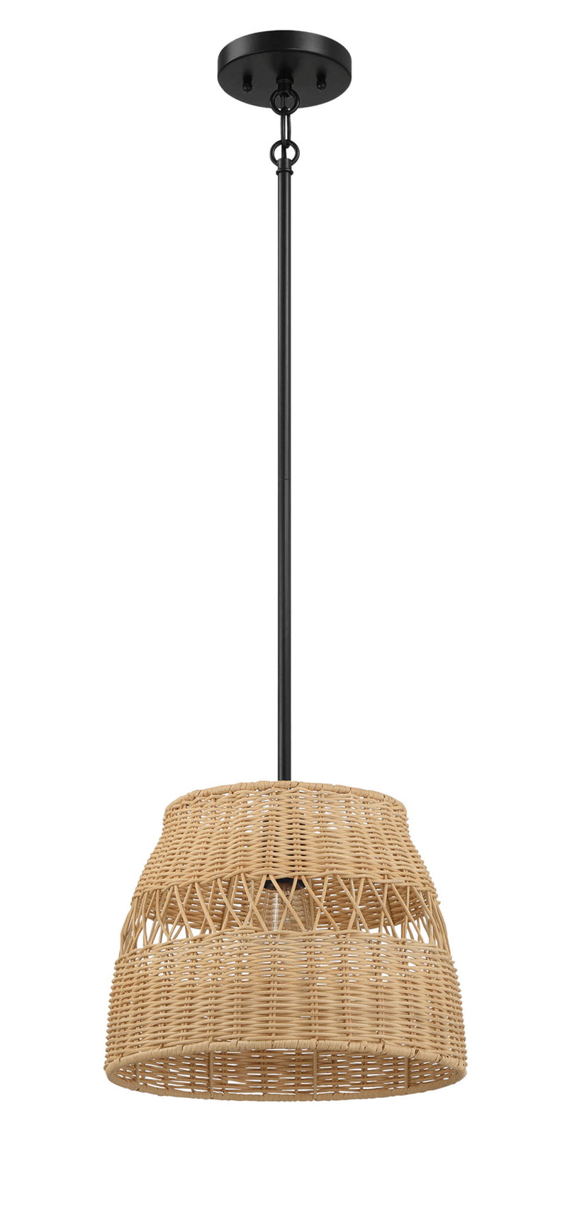 Essence - Single Lights Pendant With Shade - Black / Rattan by Unique Piece Furniture