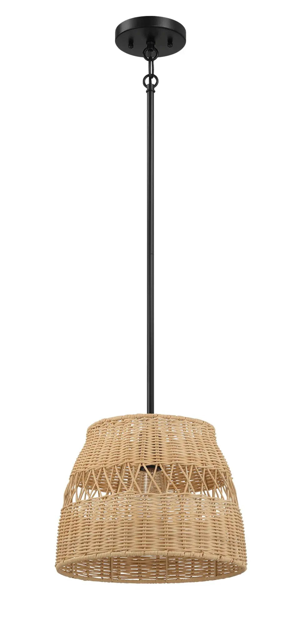 Essence - Single Lights Pendant With Shade - Black / Rattan by Unique Piece Furniture