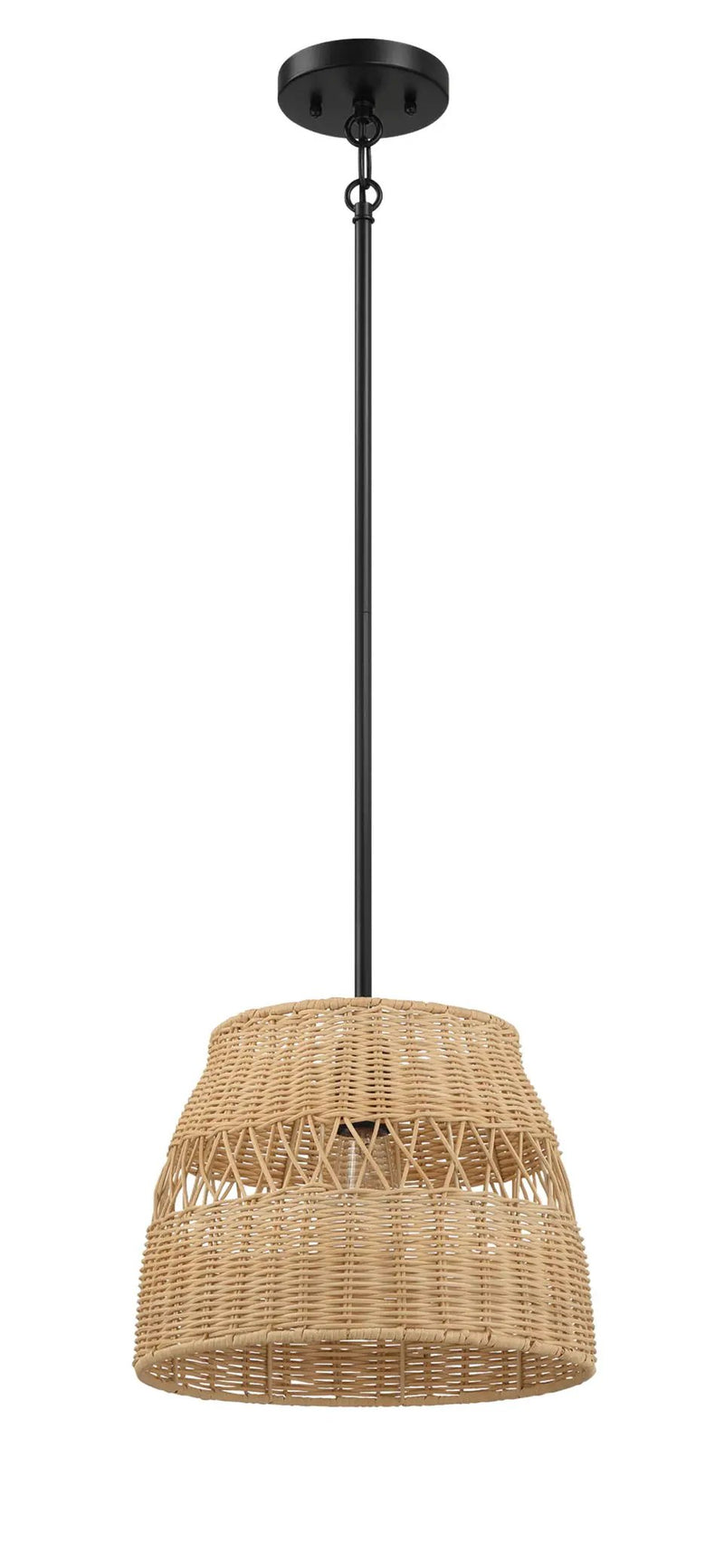 Essence - Single Lights Pendant With Shade - Black / Rattan by HouseOfZazla