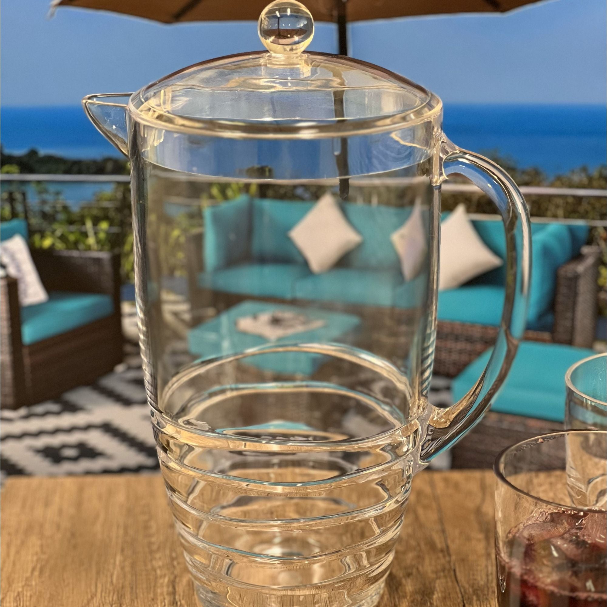 Swirl Unbreakable Plastic Water Pitcher With Lid And Spout by HouseOfZazla