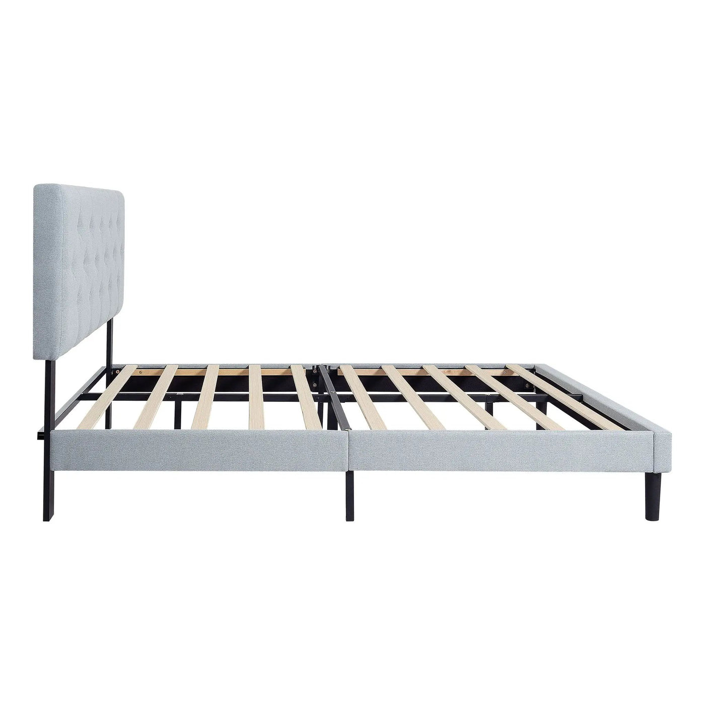 Modern Upholstered Platform Bed Frame With Button Tufted Fabric Headboard by HouseOfZazla