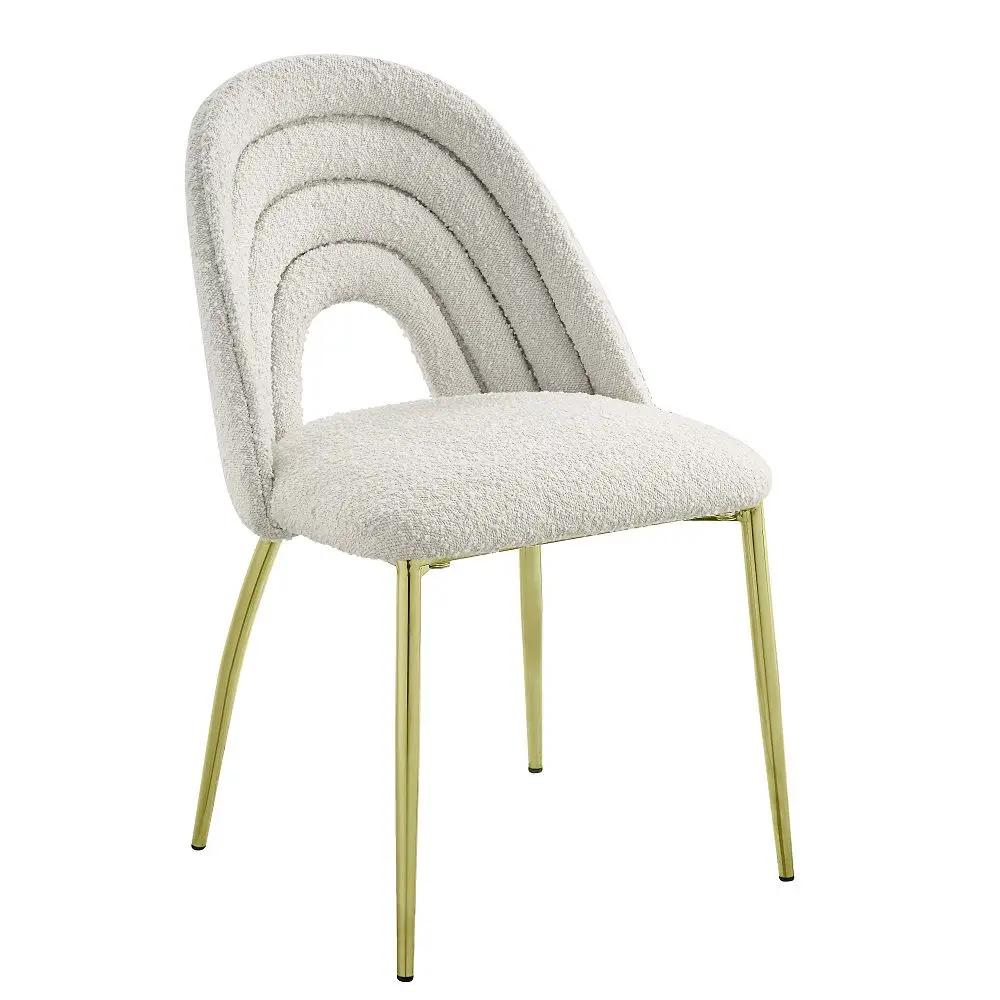 Fadri - Side Chair (Set of 2) - Teddy Sherpa & Mirrored Gold by Unique Piece Furniture