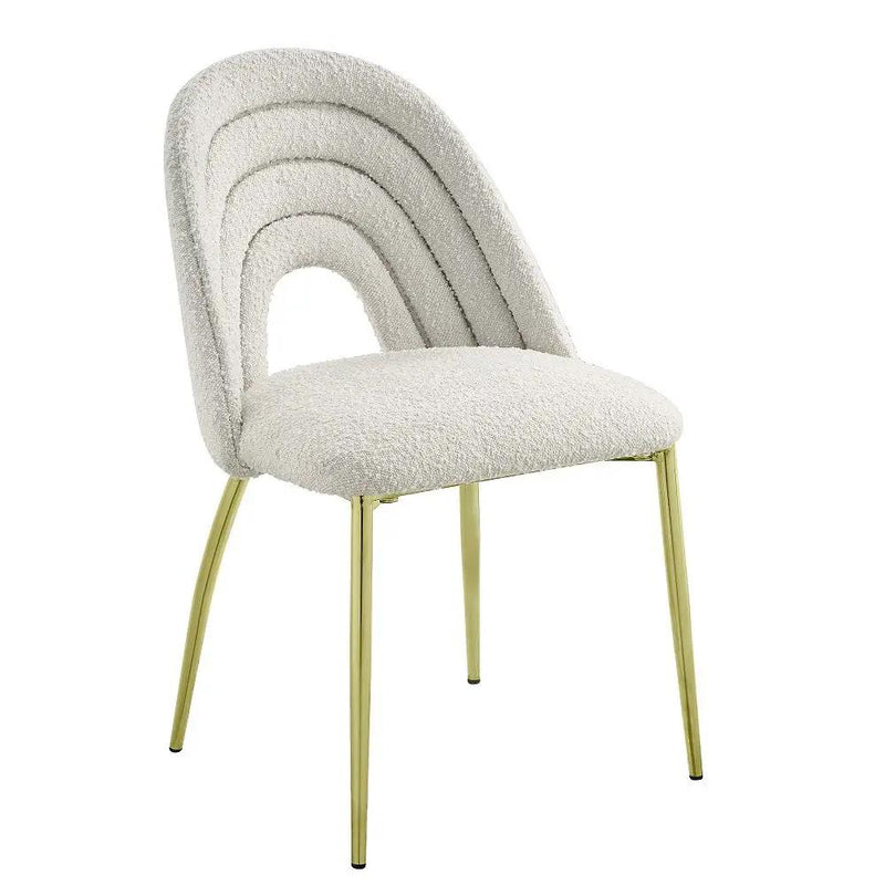 Fadri - Side Chair (Set of 2) - Teddy Sherpa & Mirrored Gold by Unique Piece Furniture