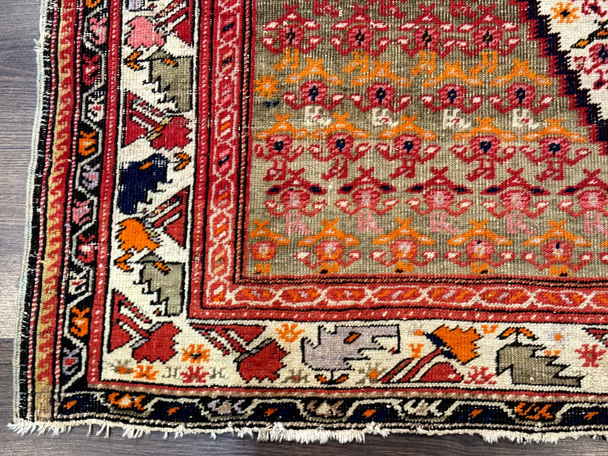 Antique Persian Malayer Rug 4x7, Tribal Senneh Carpet, Geometric, Diamond Design by Jewel Rugs