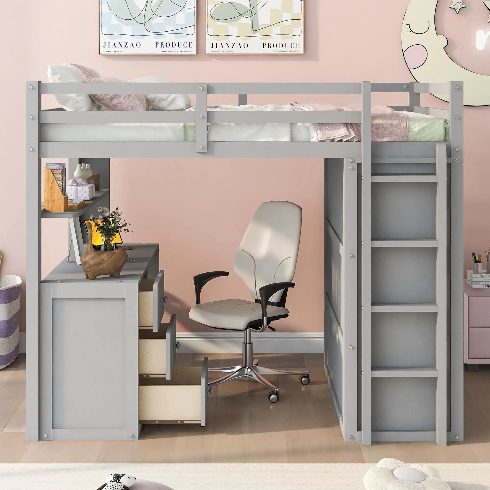 Loft Bed With Drawers, Desk, And Wardrobe by Unique Piece Furniture